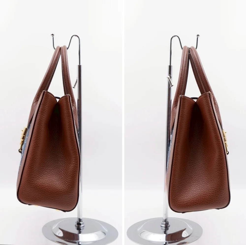 CF08 💟 GUCCI Jackie GG Denim and Leather Medium - Picture 7 of 15